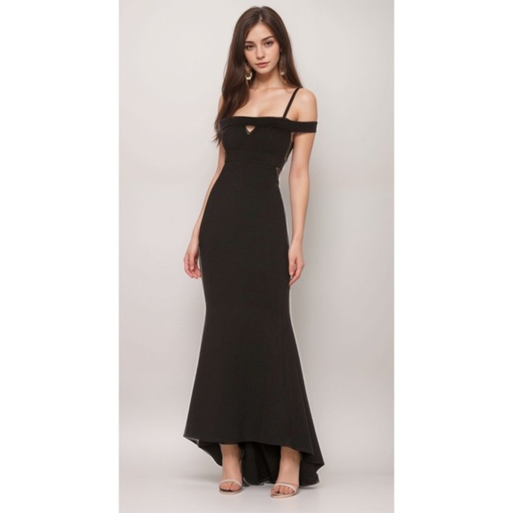 Lovers + Friends Cece Gown Dress Sz S Black Cut Out Cocktail Party Prom Romantic
